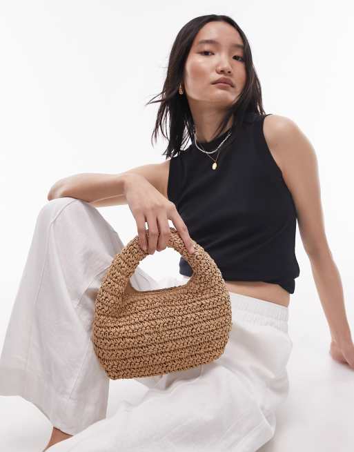 Topshop - Groovy - Borsa a mano in paglia colore naturale