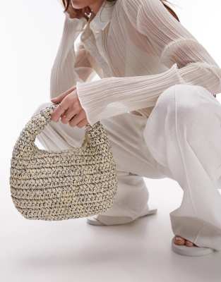 Topshop - Groovy - Pochette in paglia con puntini argento