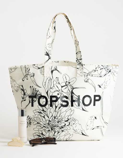 Topshop - Grote tote tas van canvas met bloemenprint, 2 van 4