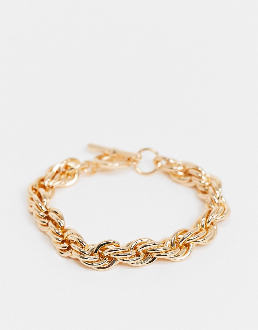 Topshop – Grovt armband i repdesign med stavlås-Guld