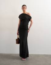 Topshop grown on shoulder maxi dress in black