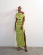 Topshop grown on shoulder midi dress in green