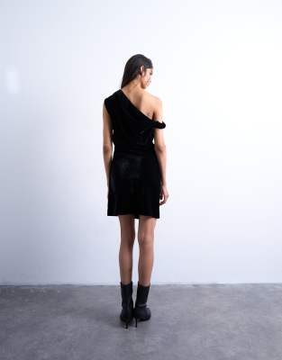 topshop one shoulder black dress Topshop 10U22QBLK One-Shoulder Maxi Dress SZ 6 US Black