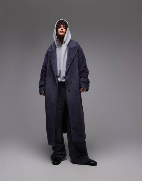 Topshop – Gruby granatowy płaszcz - view 1