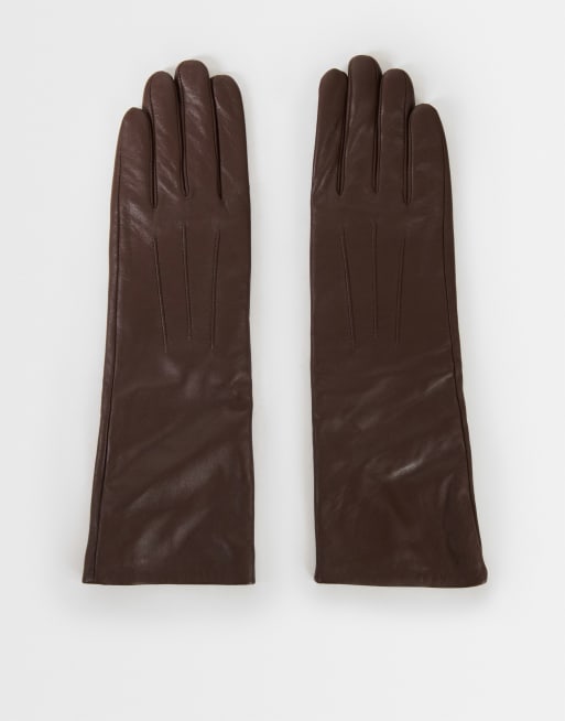 Topshop guanti in pelle Gibson color cioccolato, 1 di 3