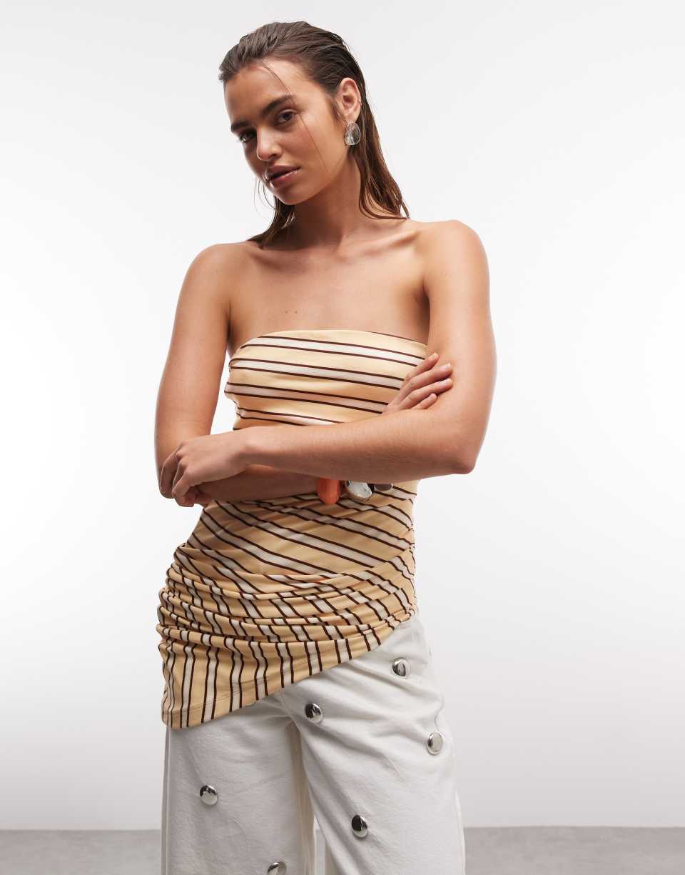 Yellow multicolor bandeau top