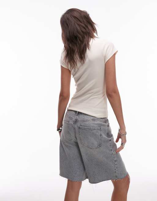 Topshop – Gul, kort t-shirt i jersey med Vacation-tryck, 3 av 4