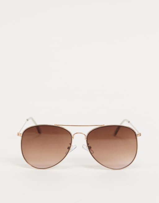 Topshop – Guldfärgade pilotsolglasögon i metall med bruntonade glas, 4 av 4