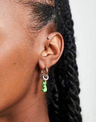 Topshop gummy bear drop hoop earrings in green