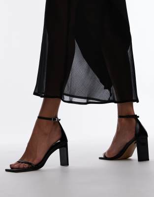 Topshop Gus 2 Part Barely There Heeled Sandals In Black