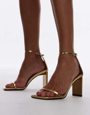 Gus 2 part barely there heeled sandals in gold