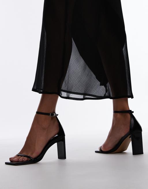 Topshop - Gus 2 Part - Minimalistiske sandaler med høj hæl i sort