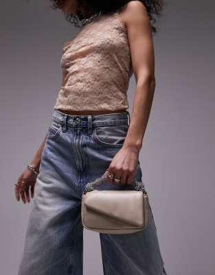 Topshop Gwen puffy grab bag with diamante handle in neutral ASOS