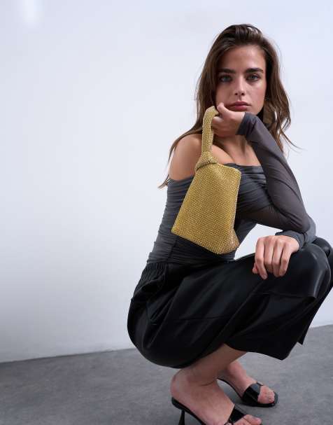 Topshop - Gwyn - Borsa a mano piccola color oro decorata con nodo - view 1