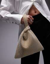 Topshop Gwyn embellished knot grab bag in gold