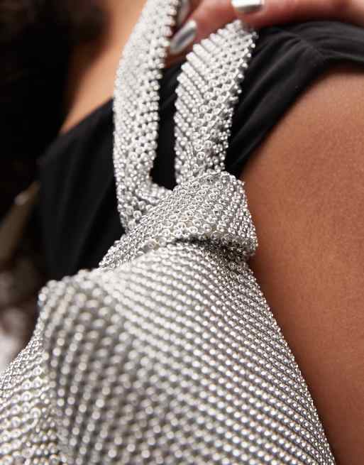 Topshop - Gwyn - Geknoopte handtas met versiering in zilver, 2 van 4