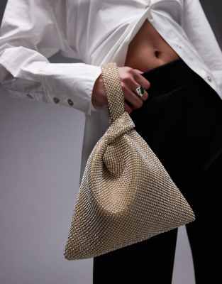 Topshop - Gwyn - Verzierte Handtasche in Gold mit Knotendetail-Goldfarben