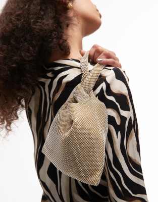 Topshop – Gwyn – Verzierte Handtasche in Gold mit Knotendetail - view 1