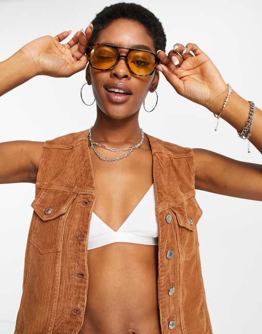 Topshop - Gyldenbrun vest i fløjl 