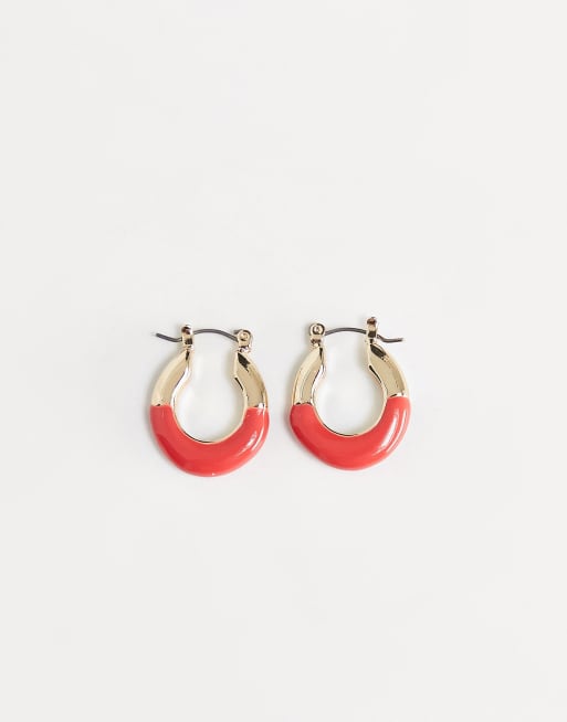 Topshop - Gyldne hoop-øreringe dyppet i orange, 3 af 4
