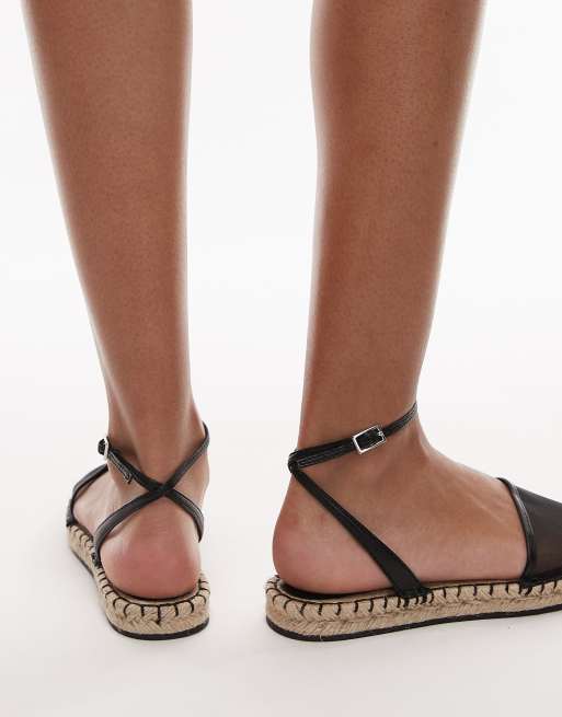 Topshop Hailey two part espadrilles in black
