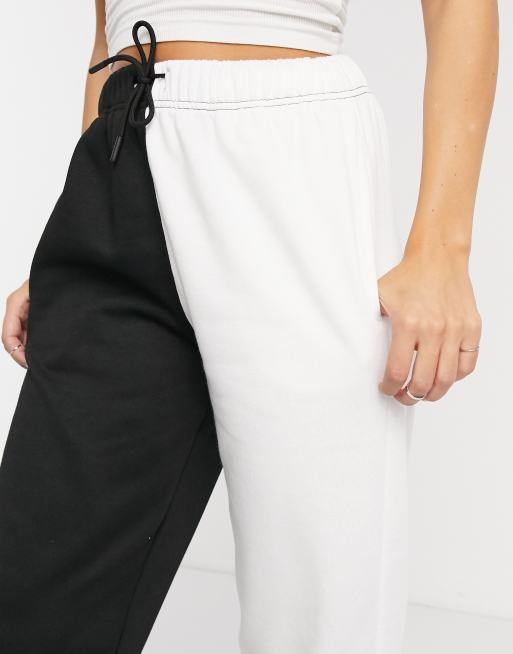 Half black best sale half white joggers