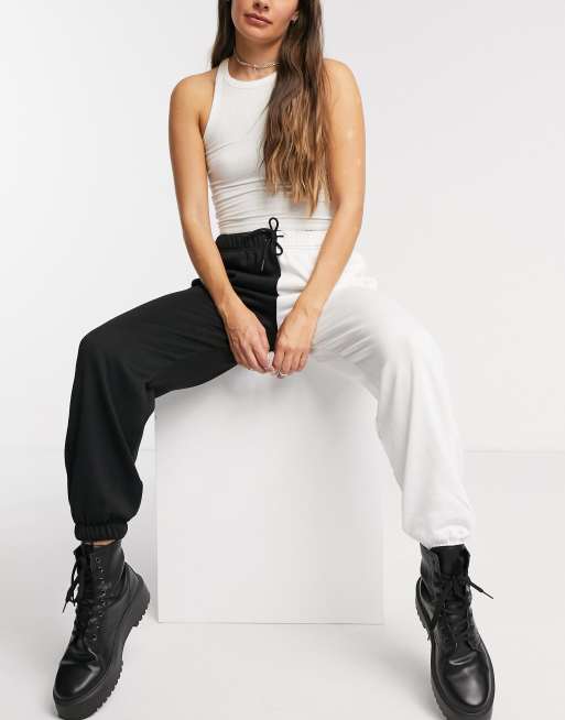 Topshop half half joggers in monochrome ASOS