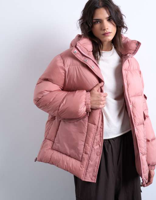 Topshop - Halflang gewatteerd jack in roze