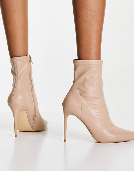 Women Boots/Topshop Hallie high heeled point boot in natural 