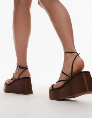 Topshop Hallie strappy wedges in black