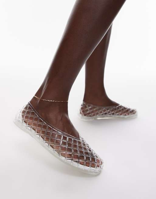 Topshop Halo caged jelly shoe in clear