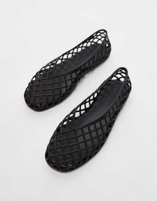 Topshop Halo caged jelly shoes in black