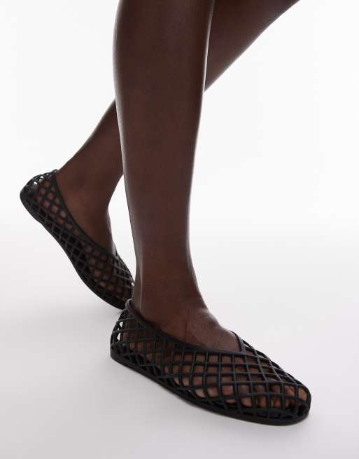Topshop Halo caged jelly shoes in black, 3 of 4