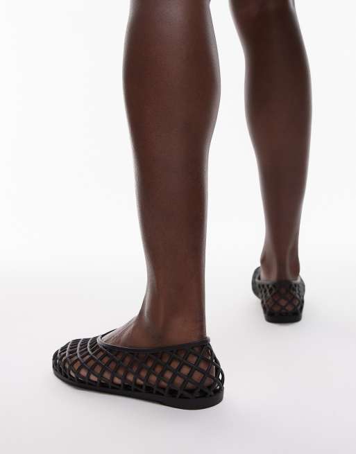 Topshop Halo caged jelly shoes in black