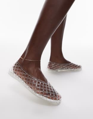 Topshop Halo Caged Jelly Shoes In Metallic