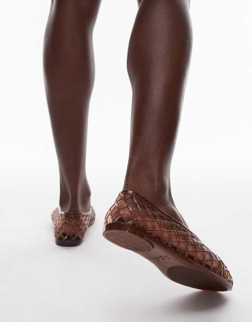 Topshop - Halo - Chokoladebrune jelly-sko med gitterdesign, 4 af 4