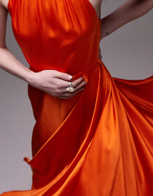 Topshop orange hot sale silk dress