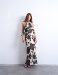 [Topshop] Topshop halter layer chiffon dress in black and white floral 16 Black and white