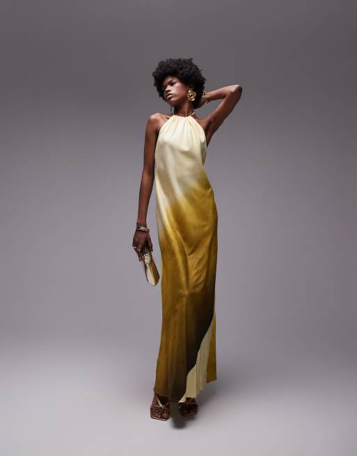 Green and gold maxi dress best sale