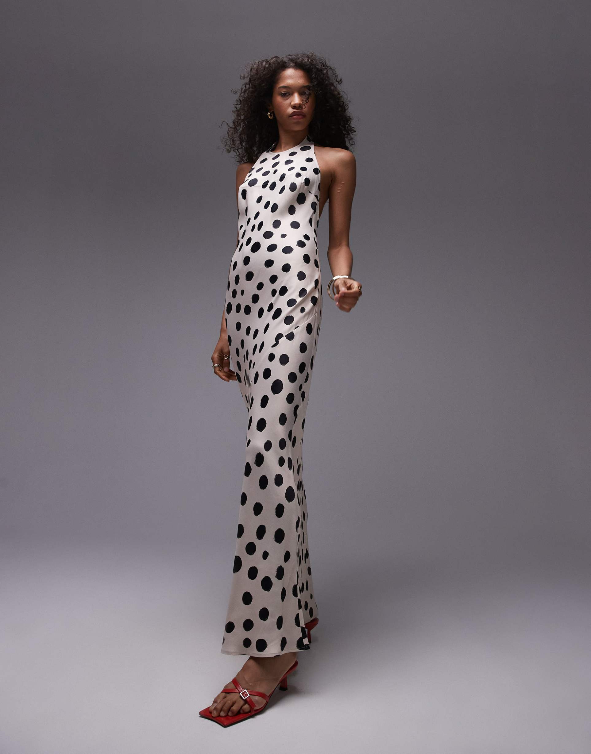 topshop halter maxi dress in mono spot