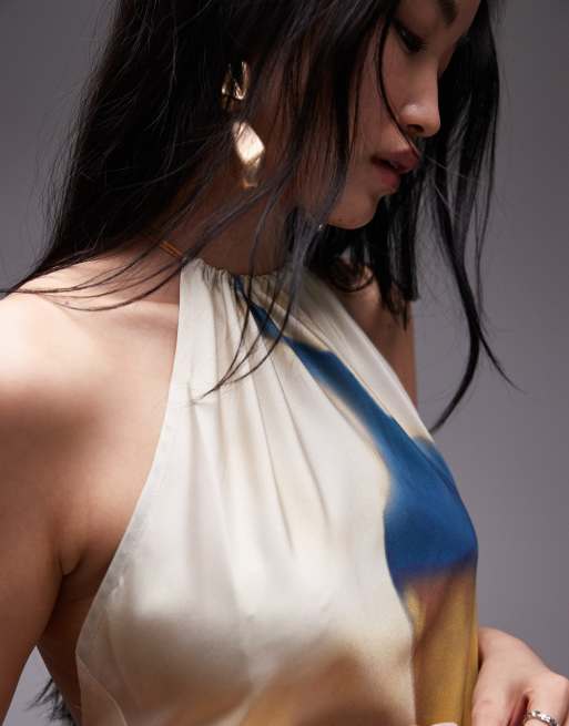 Topshop halter maxi dress in multi floral | ASOS