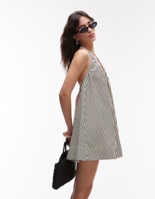 TOPSHOP HALTER MINI TRAPEZE DRESS 