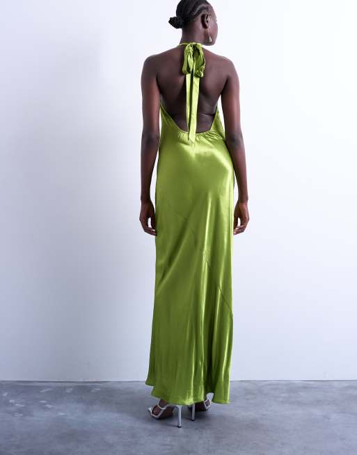 green halter neck dress topshop Topshop - Halter Neck Asymmetric Mini Dress - Women - Polyester - 14 US