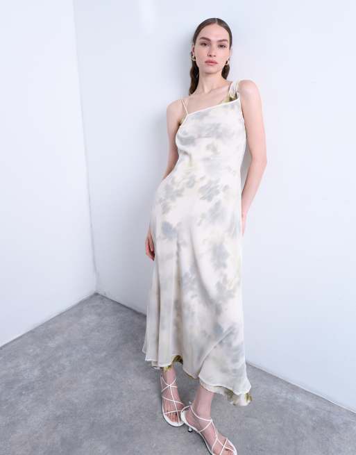 Topshop halter neck maxi dress in painterly floral