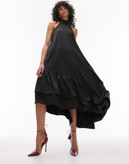 Asymmetric frill shop hem dress