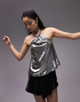 halter top in silver