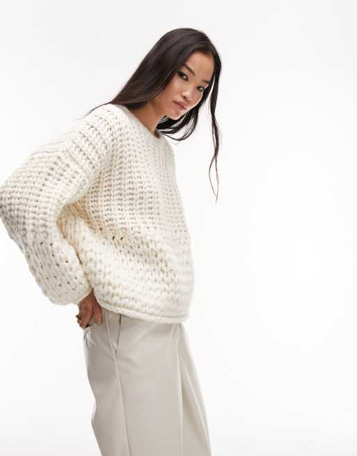 Chunky white 2025 knit jumper