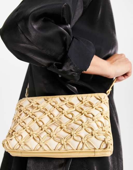 Handcrafted woven leather crossbody in buttermilk ASOS