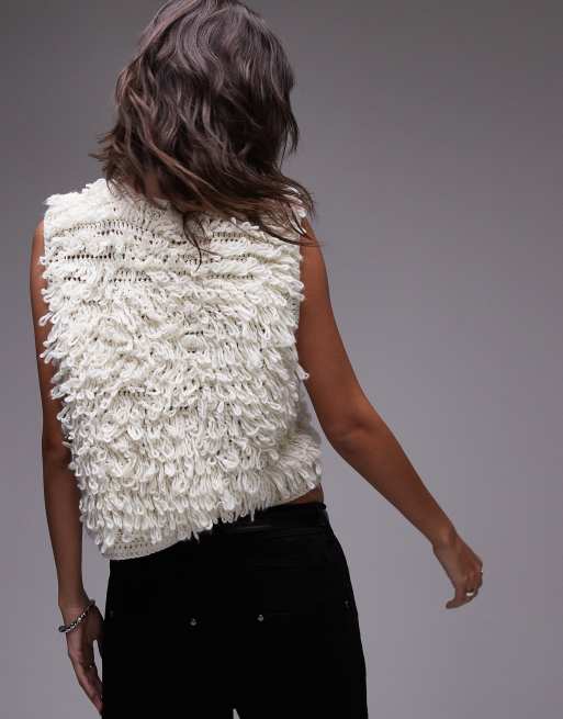 Topshop - Handgebreid hemdje met lusjes in ivoorwit, 4 van 4