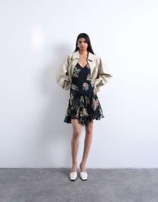 Topshop Handkerchief Hem Mini Dress With Pinched Straps In Multi